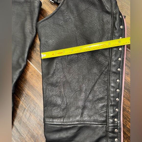 🔥 Papas Leather Motorcycle Chaps – XS – Pink Trim 🩷 - Picture 12 of 16